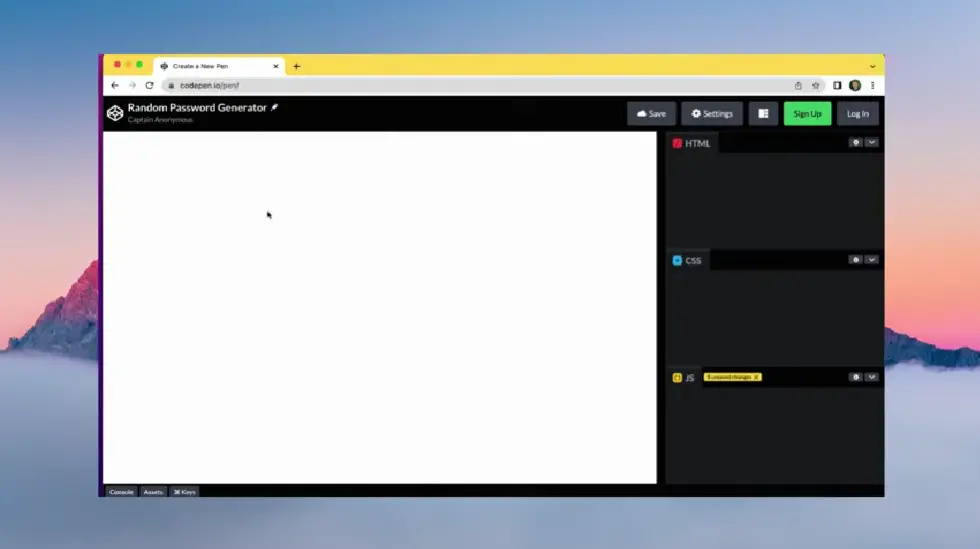 Displaying the visualized UI elements from the code in Codepen.io.